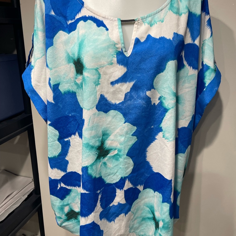 Calvin Klein Blue and White Floral Blouse